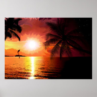 Póster south-island-565242. FANTASY TROPICAL EVENING PALM