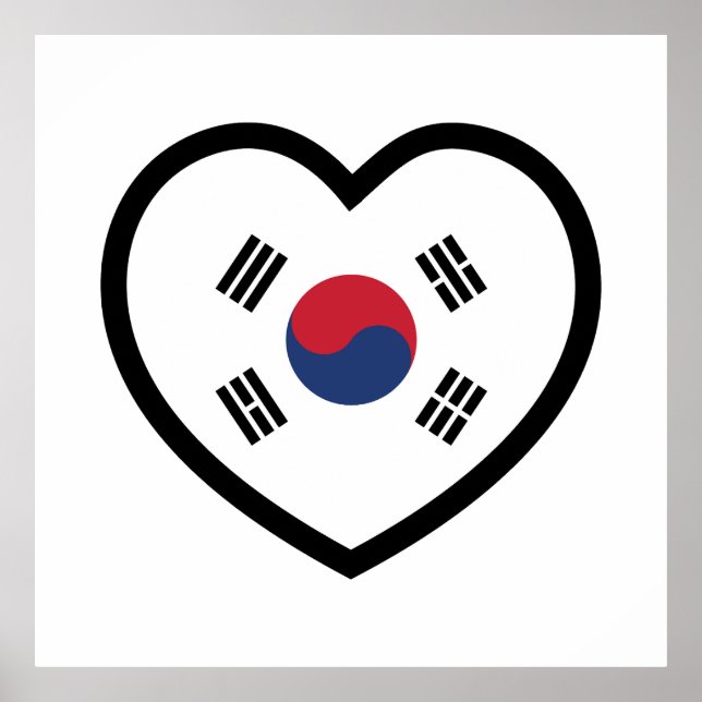 Póster South Korea Flag Heart (Frente)