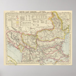 Póster Southeast Europe, Romania, Turkey, Servia
