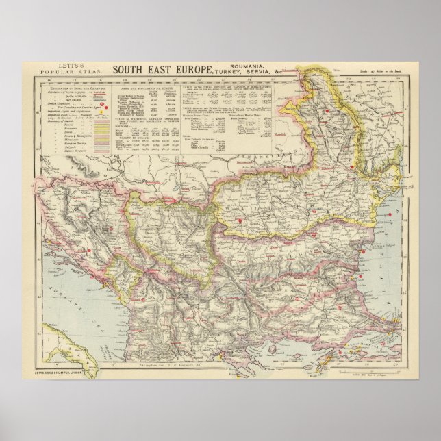 Póster Southeast Europe, Romania, Turkey, Servia (Frente)