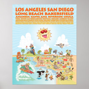 Póster Southern California Cities 16x20 Poster