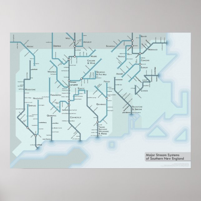 Póster Southern New England Streams 18 x 24 (Frente)