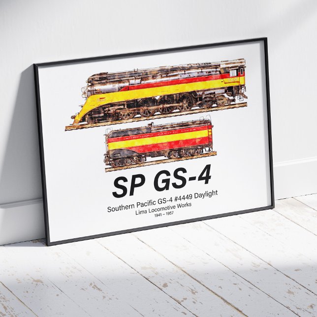 Póster Southern Pacific GS-4 Daylight Steam Locomotive (Subido por el creador)