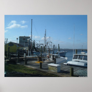 Póster Southport, Carolina del Norte - barcos de pesca