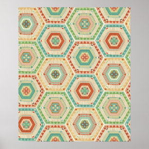 Póster Southwest Geo Step   Southwest Hexagon Pattern