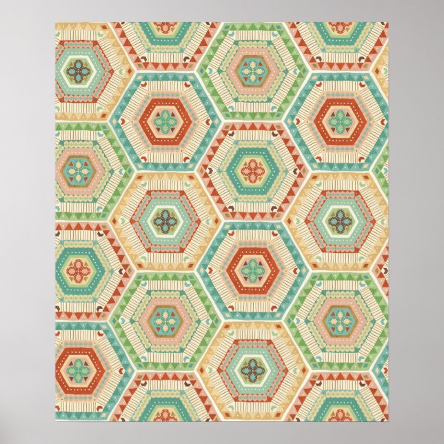 Póster Southwest Geo Step | Southwest Hexagon Pattern (Frente)