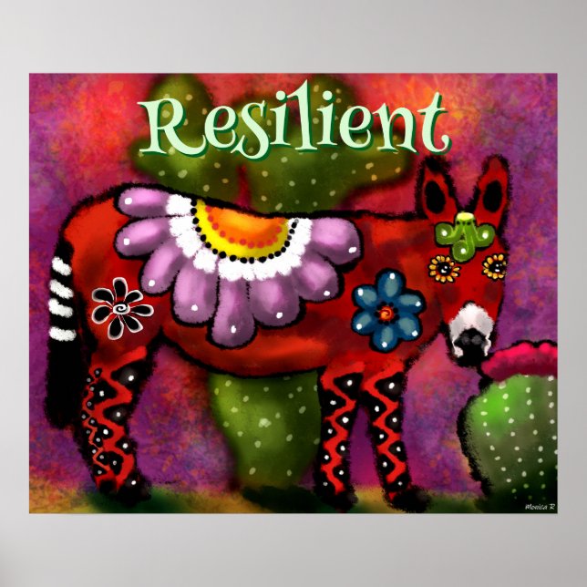 Póster Southwest Talavera-Style Donkey Personalized (Frente)