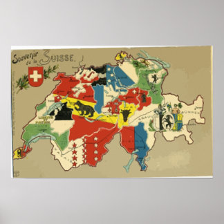 Póster Souvenir De La Suisse, Vintage