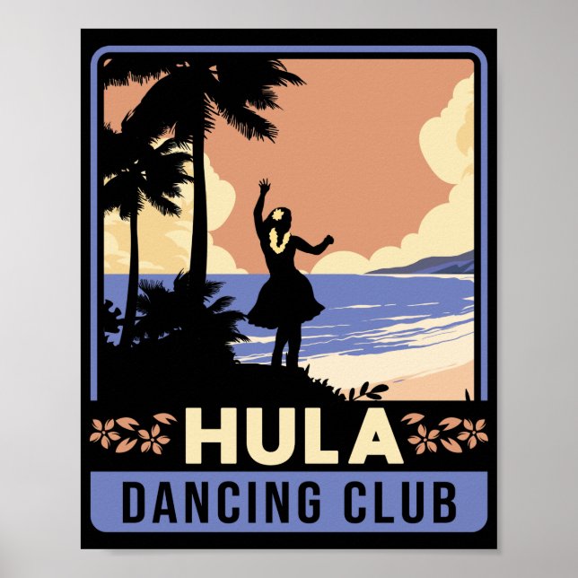 Póster Souvenir de las Islas Hawái Baile Hula (Frente)