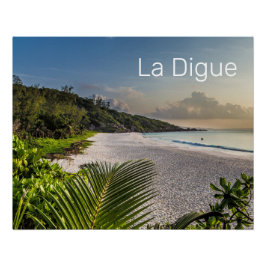 Póster Souvenir de vacaciones de playa de la Digue