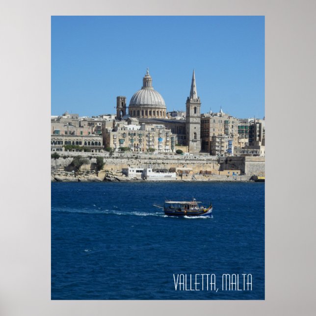 Póster Souvenir de vacaciones paisajísticas de La Valeta  (Frente)