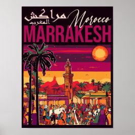 Póster Souvenir de viajes de turismo de Marruecos de Marr