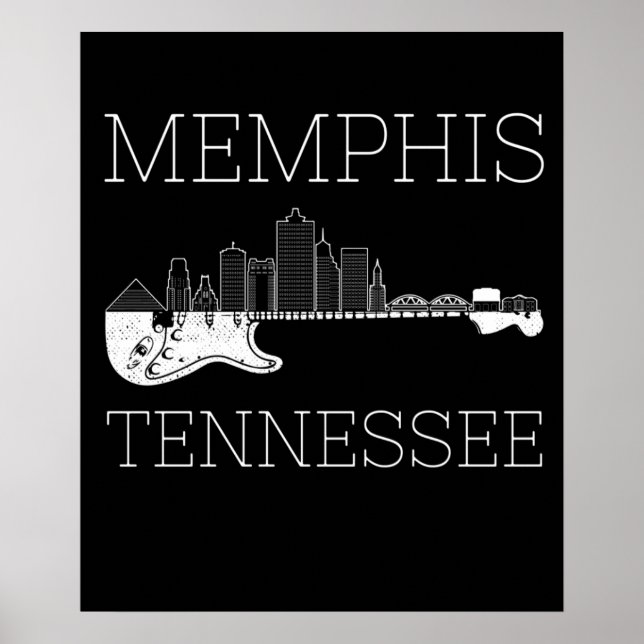 Póster Souvenir Memphis Guitar Music Tennessee Memphis (Frente)