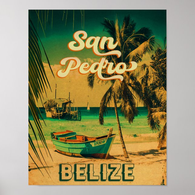 Póster Souvenirs de palmeras antiguas de San Pedro Belice (Frente)