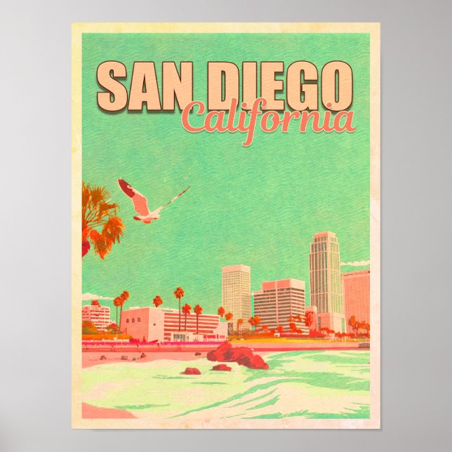 Póster Souvenirs Downtown California de San Diego en los  (Frente)