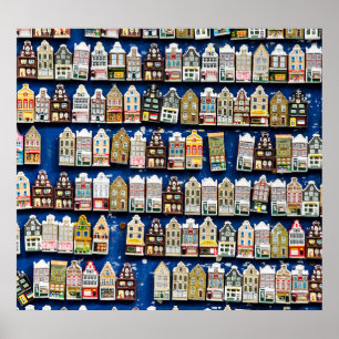 Póster souvenirs holandeses, escena de la calle de Amster