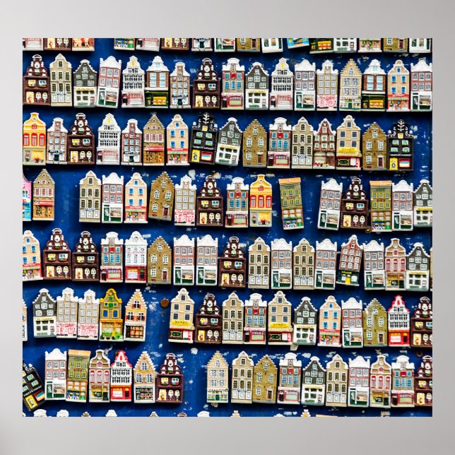 Póster souvenirs holandeses, escena de la calle de Amster (Frente)