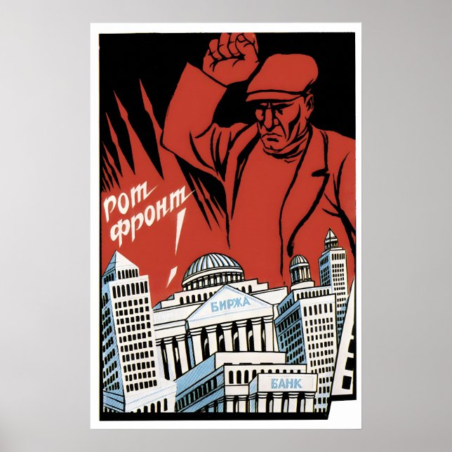 Póster Soviet Anti Capitalist Poster Smash the banks! (Frente)
