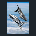 Póster Soviet Buran Shuttle Rendezvous Poster<br><div class="desc">Relive the glory of the Soviet space program with this breathtaking 3D tribute to the Buran spaceplane. This premium artwork brings the legendary Buran back to life in stunning, photorealistic detail. Each thermal tile, sensor, and aerodynamic curve has been meticulously recreated through high-precision 3D modeling to honor one of the...</div>