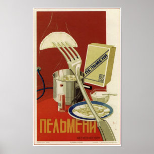 Póster Soviet Pelmeni de URSS que hace publicidad de 1936