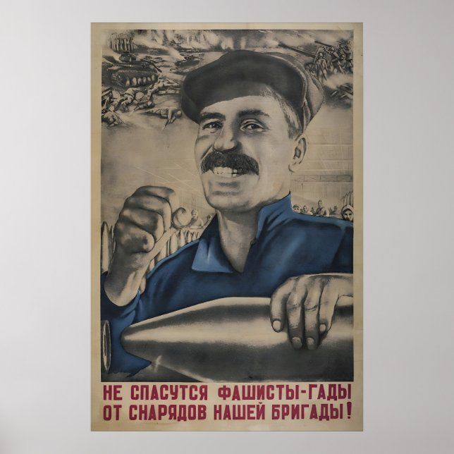 Póster Soviet Propaganda Poster The fascist villains will (Frente)