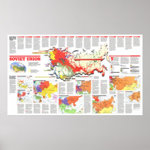 Póster " Sowjetunion: 1990 - Detaillierte Karte ...