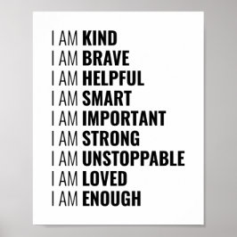 Póster Soy amable y valiente | Cita positiva