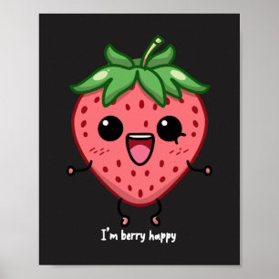 Póster Soy Berry Happy lindo kawaii fresa saltando