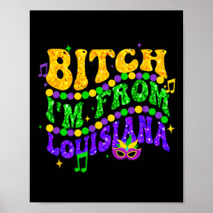 Póster Soy de Luisiana Mardi Gras Fleur De Lis Fat Tue