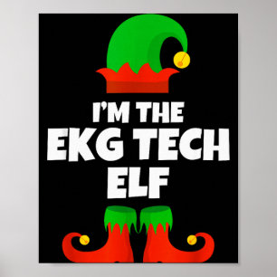 Póster Soy Ekg Tech Elf Familia Pijama Navidad Electroca