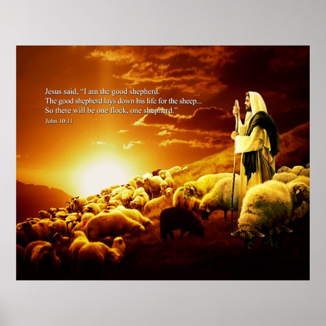 Póster "Soy el buen pastor. John 10:11 Poster (Frente)