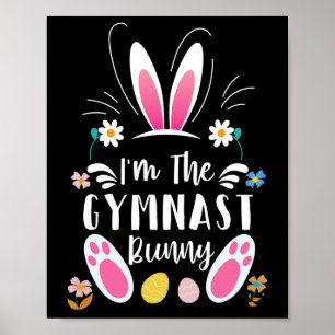 Póster Soy el conejo gimnasta de la fiesta de Pascua fami
