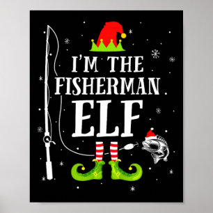 Póster Soy El Elfo Pescador Divertido De La Navidad De La