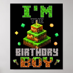 Póster Soy el Fiesta de cumpleaños de video jugador Pixel