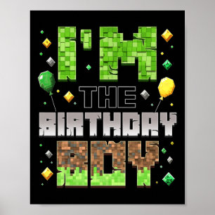Póster Soy el Fiesta de cumpleaños Gamer Pixel Boy Bir
