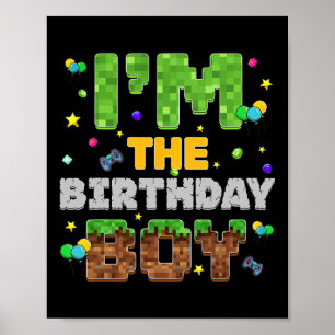 Póster Soy el Fiesta de cumpleaños Pixel Gamer que coinci