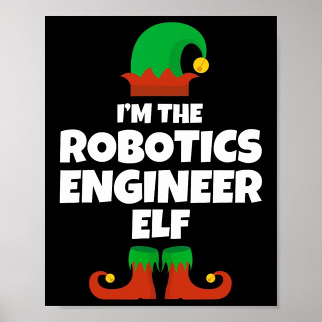 Póster Soy el ingeniero de robótica familia Elf Pajama Ch (Frente)
