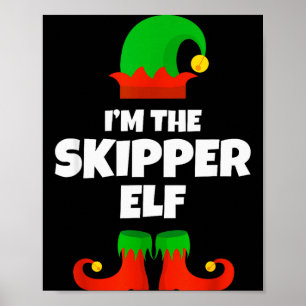 Póster Soy el Skipper Elf Familia Pijama Navidad Divertid