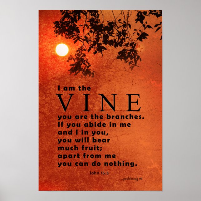Póster Soy el Vino... (Escritura: Juan 15:5) (Frente)