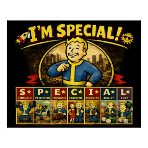 Póster Soy Especial Stats Mousepad Inspirado en Fallout