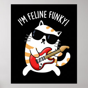Póster Soy Feline Funky Funny Cat Pun Dark BG