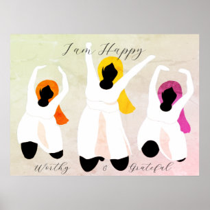 Póster Soy Feliz, Digno y Agradecido Afirmación Positiva