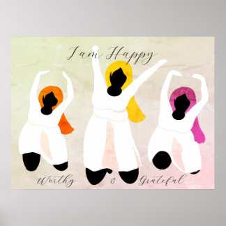 Póster Soy Feliz, Digno y Agradecido Afirmación Positiva