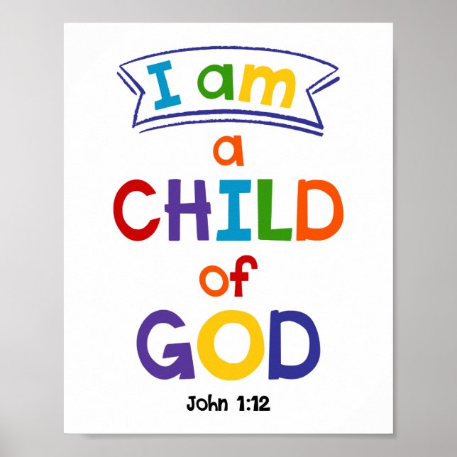 Póster Soy Hijo De Dios Niños Religiosos Cristianos (Frente)
