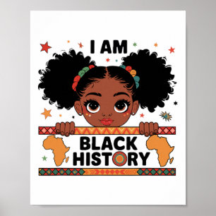 Póster Soy historia negra niña afro americana