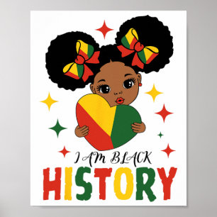 Póster Soy historia negra niños Chicas corazón historia n