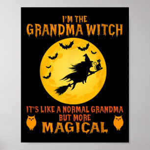 Póster Soy La Abuela Bruja Halloween Magnífica Escoba