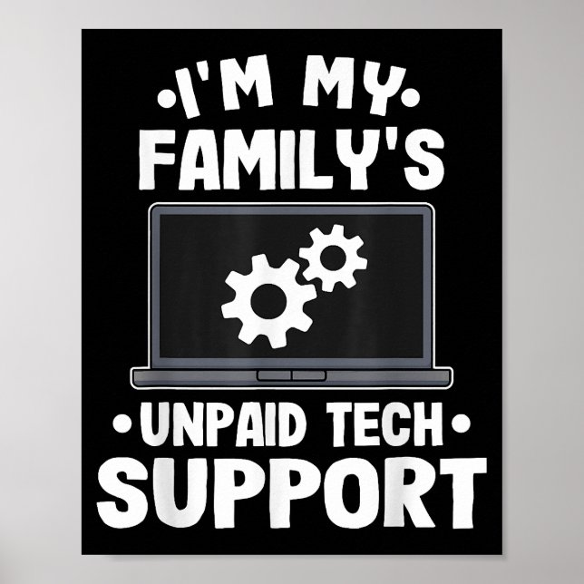 Póster Soy la computadora divertida de apoyo técnico no r (Frente)