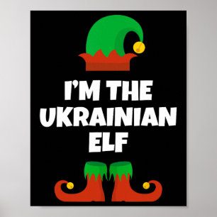 Póster Soy la familia de elfos ucranianos pijama Navidad 