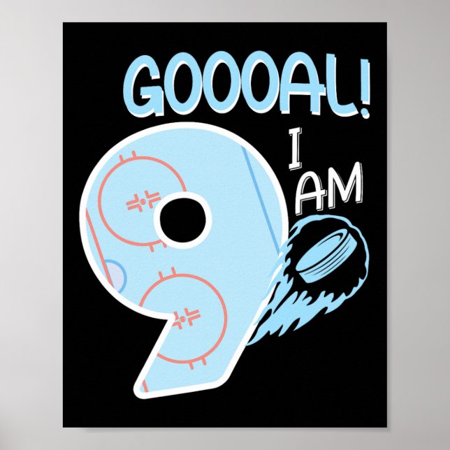 Póster Soy la fiesta de cumpleaños de 9 hockey (Frente)